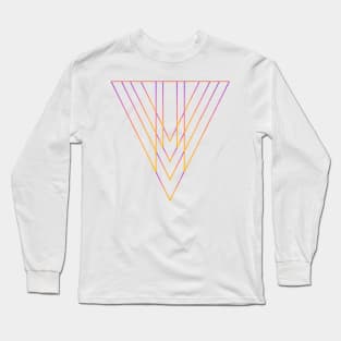 Orange pink triangle linear abstract geo Long Sleeve T-Shirt